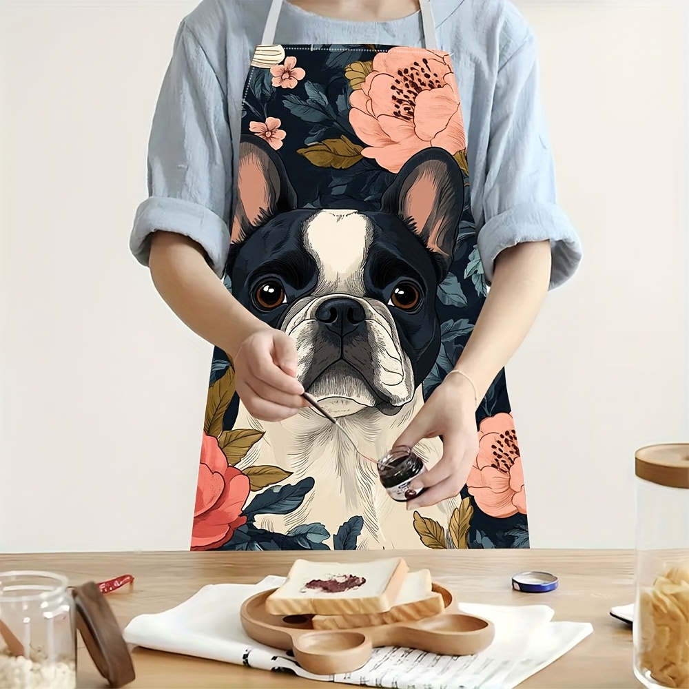 Home Cooking For Dogs - French Bulldog Floral Apron - Linen