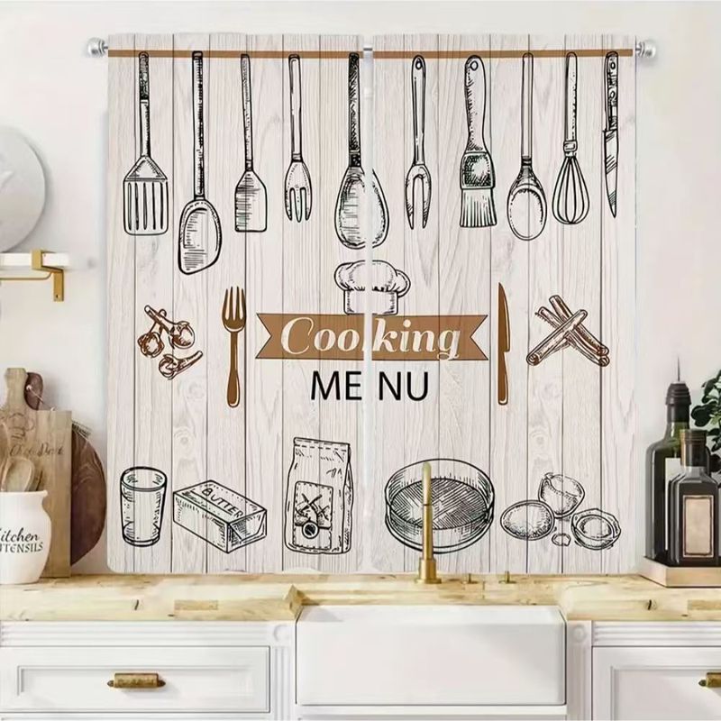 Home Cooking Youtube - VIKAMA Vintage Cooking Kitchen Curtains Short