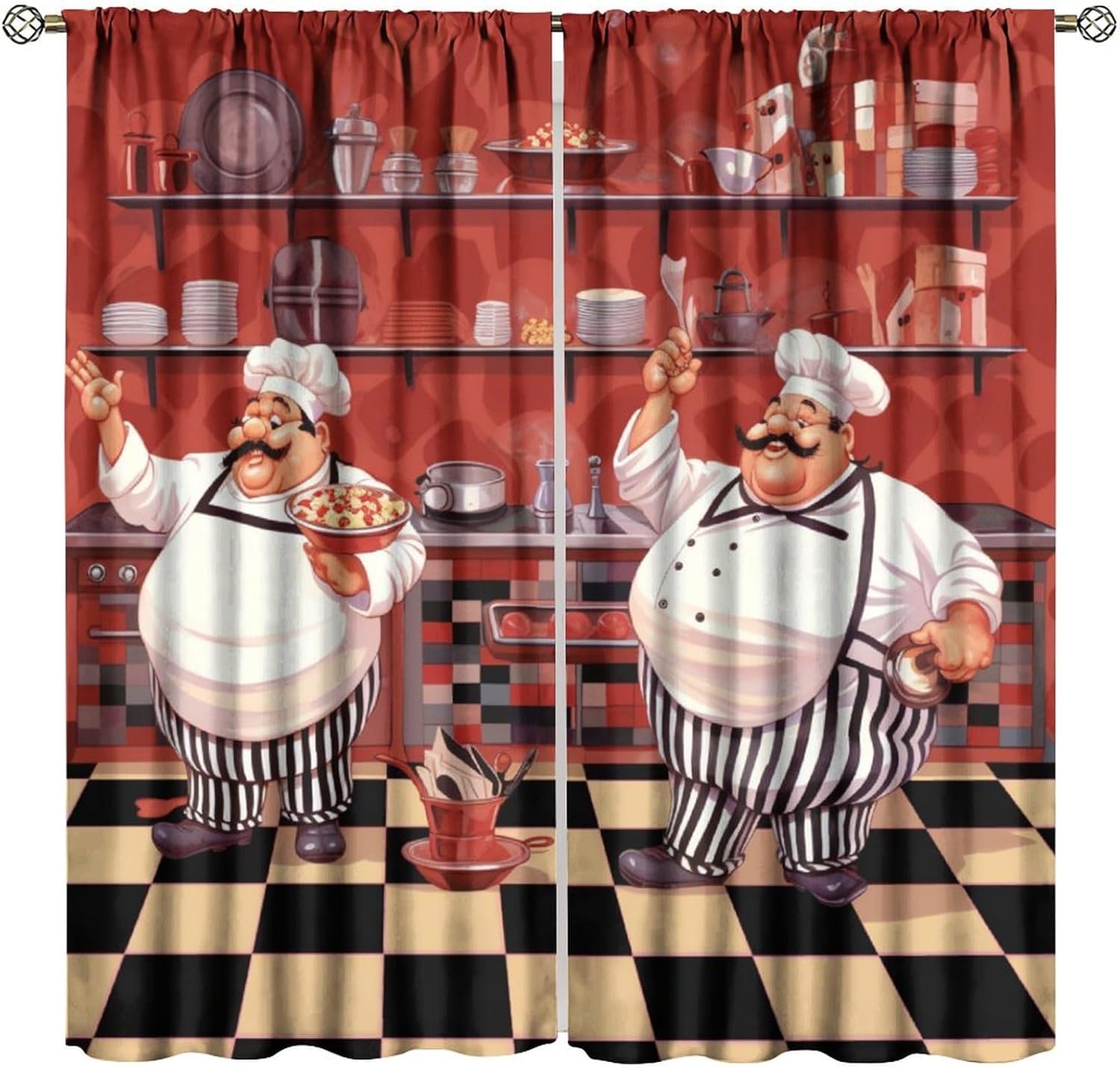 Home Cooking Youtube - Kitchen Funny Chef Curtains, Cook Theme