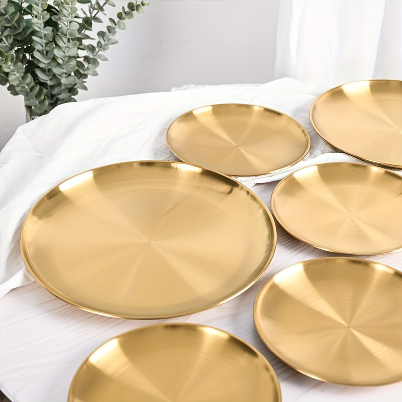 Home Cooking Recipes - 2pcs, Golden Pizza Plates, Stainless Steel