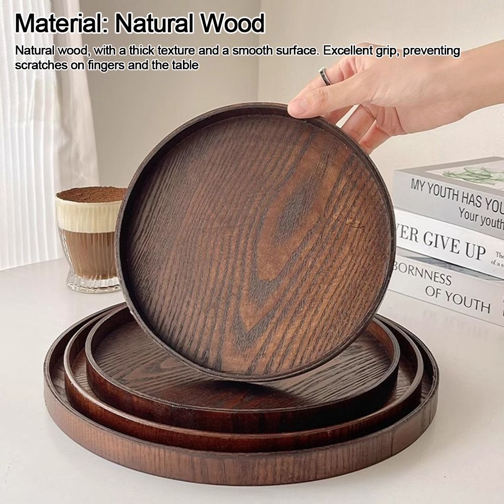 Home Cooking Recipes - Vintage Round Serving Tray Wooden 21/24/27/30/33cm
