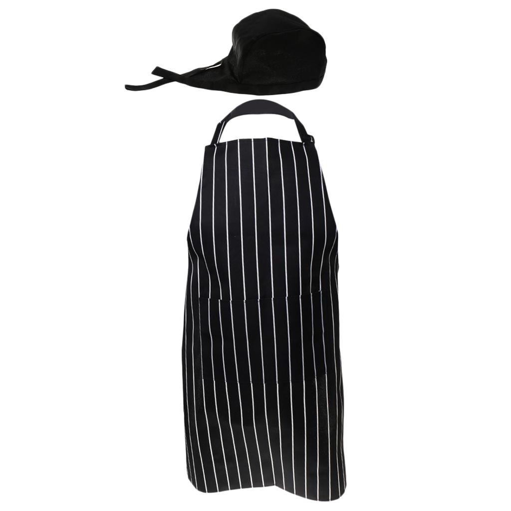 Home Cooking Service - Solid Pattern Kitchen Aprons and Cap