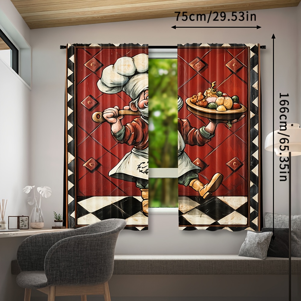 Novelty Chef Cartoon Curtains  - đánh giá và giá Home Cooking In French