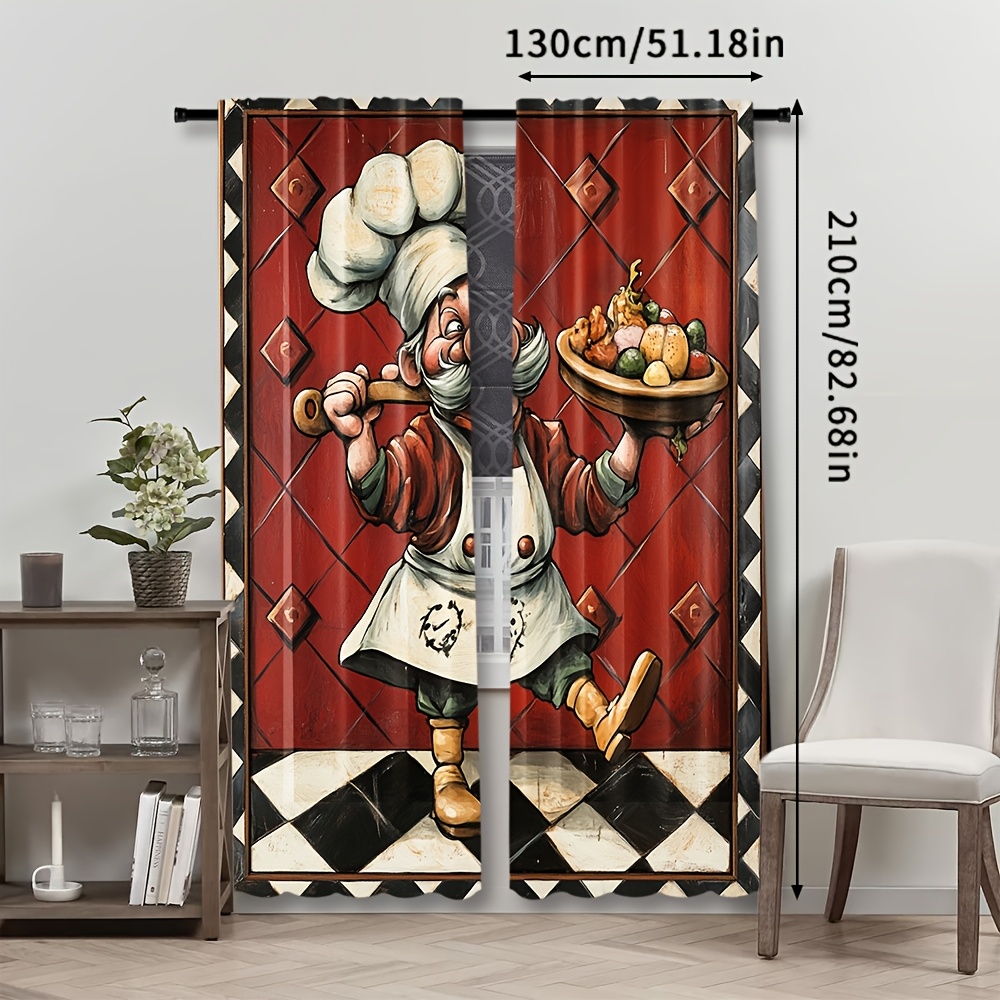 Novelty Chef Cartoon Curtains  - đánh giá và giá Home Cooking In French