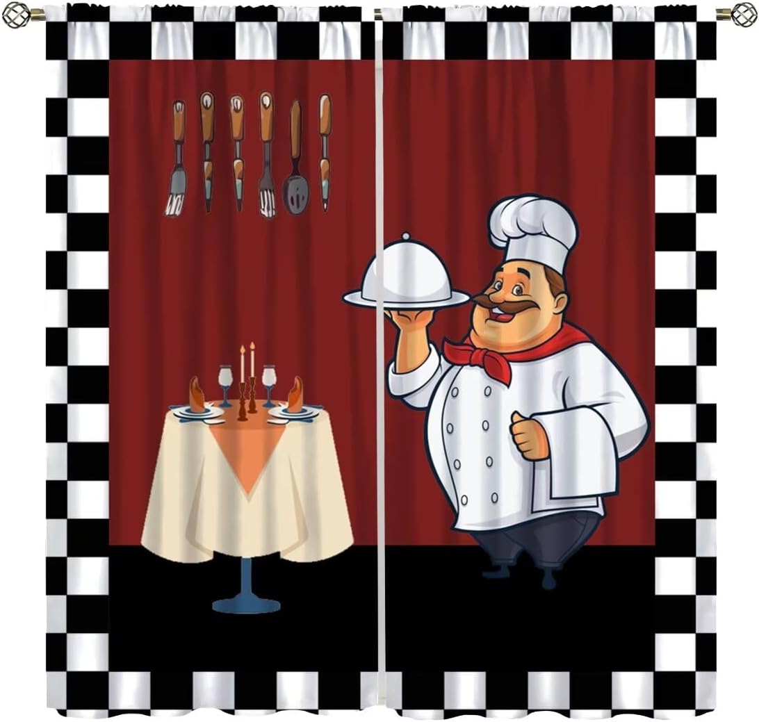 Fat Chef Kitchen Curtains ，Car - đánh giá và giá Home Cooking In French