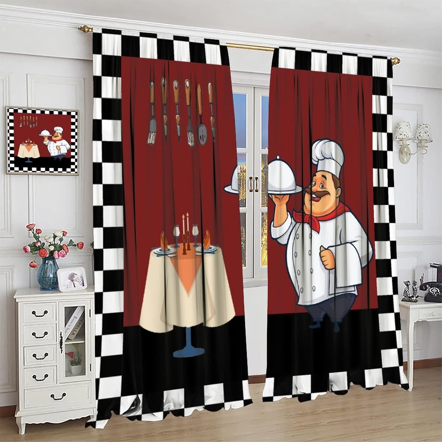 Fat Chef Kitchen Curtains ，Car - đánh giá và giá Home Cooking In French