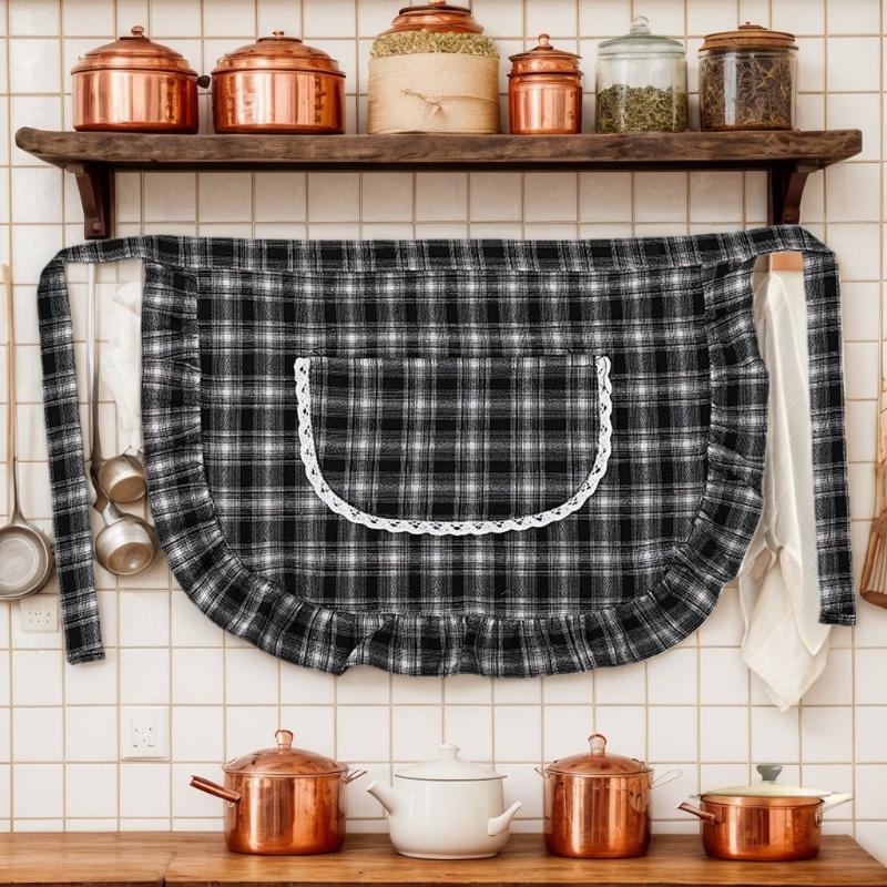 Apron Square Check Half Waist  - đánh giá và giá Home Cooking Service