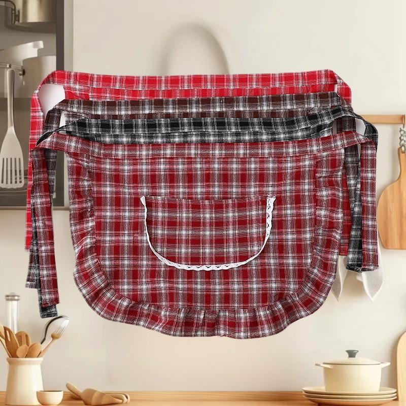 Apron Square Check Half Waist  - đánh giá và giá Home Cooking Service